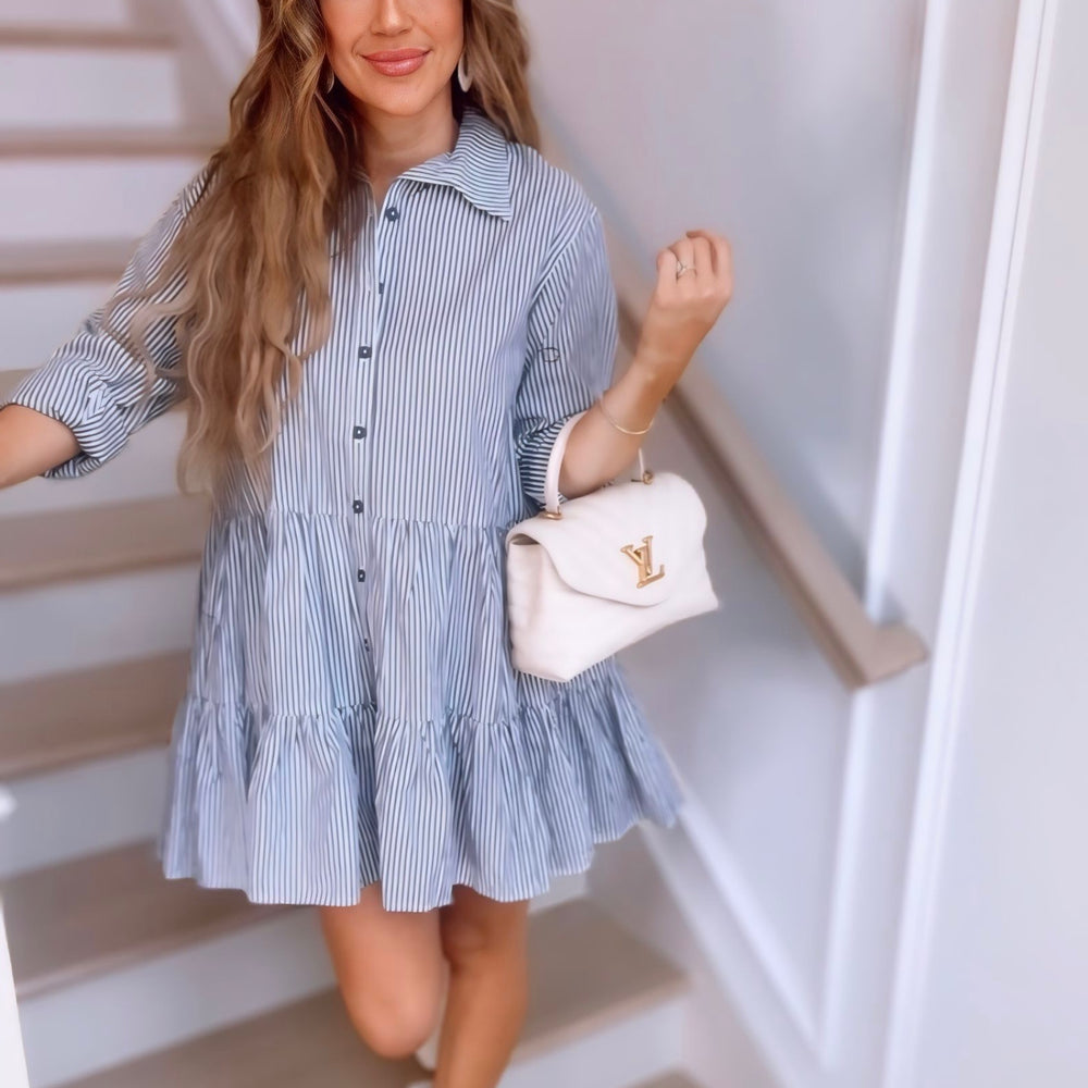 
                      
                        Emma Stripped Pattern Button Down Dress - NEW COLOR
                      
                    