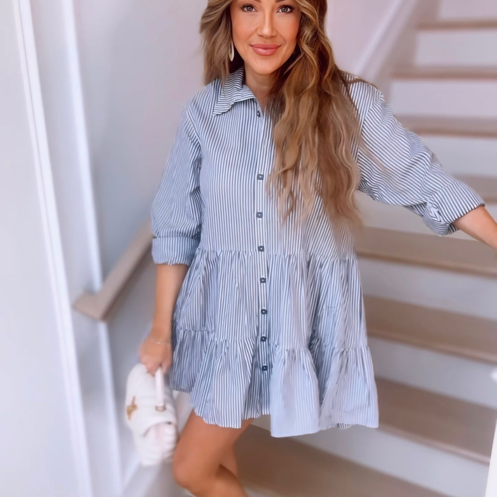 
                      
                        Emma Stripped Pattern Button Down Dress - NEW COLOR
                      
                    