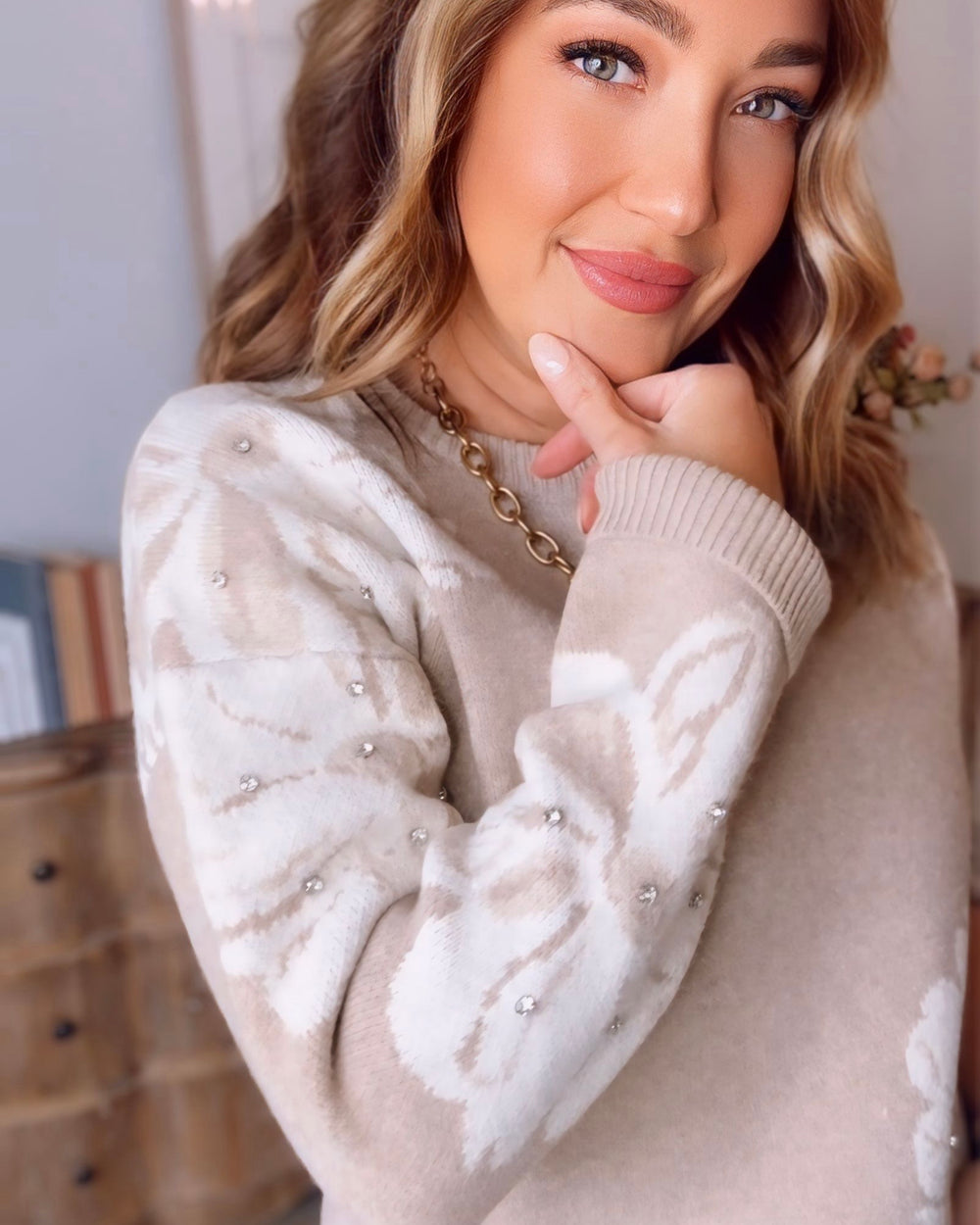 Jackie Floral Embellished Sweater