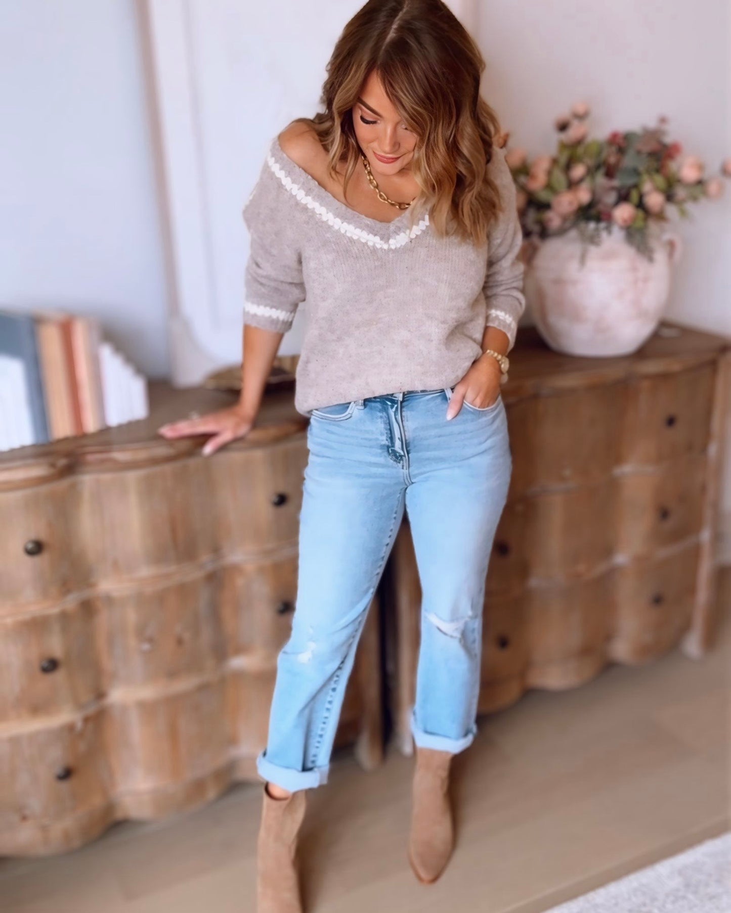 Saige Sequin Stitch Sweater