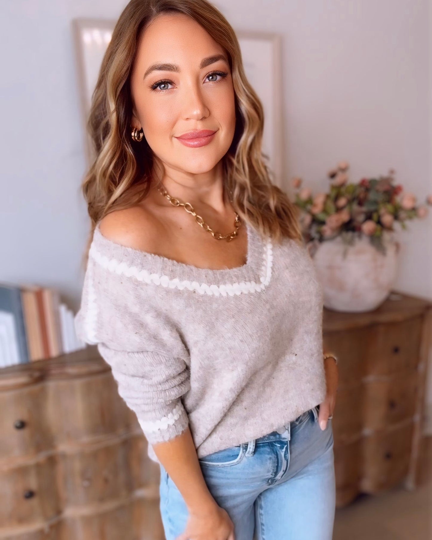 Saige Sequin Stitch Sweater