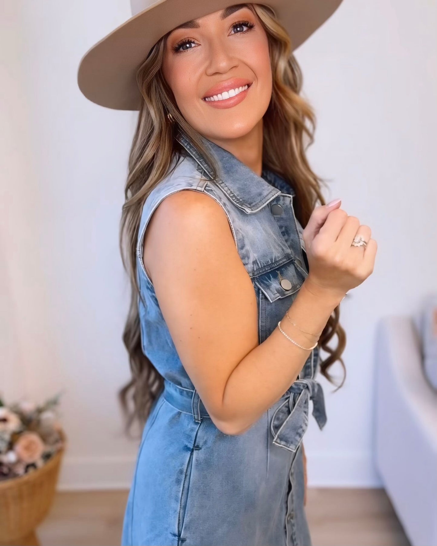 Boot Scootin' Sleeveless Button Down Denim Midi