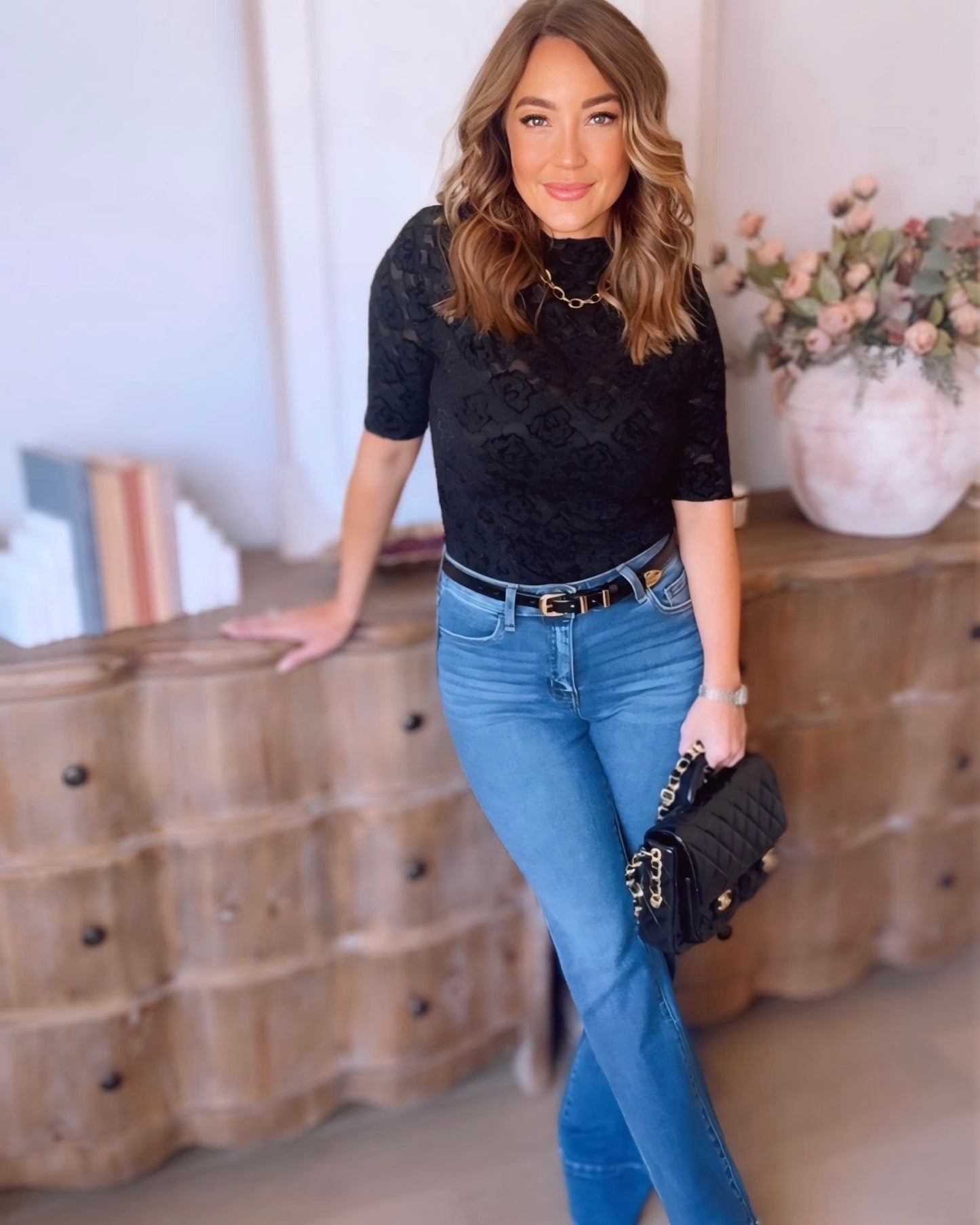 Lucille Floral Lace Knit Top