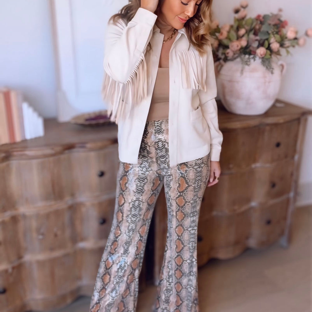 
                      
                        Don't Blame Me Sequin Flared Pants
                      
                    