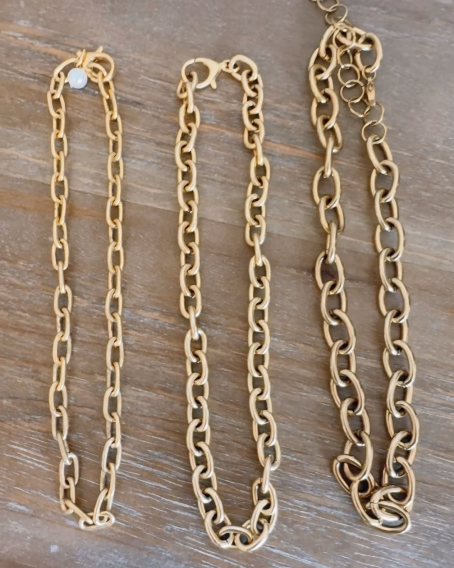 Angelia Link Chain Necklace w/ Pearl Accent
