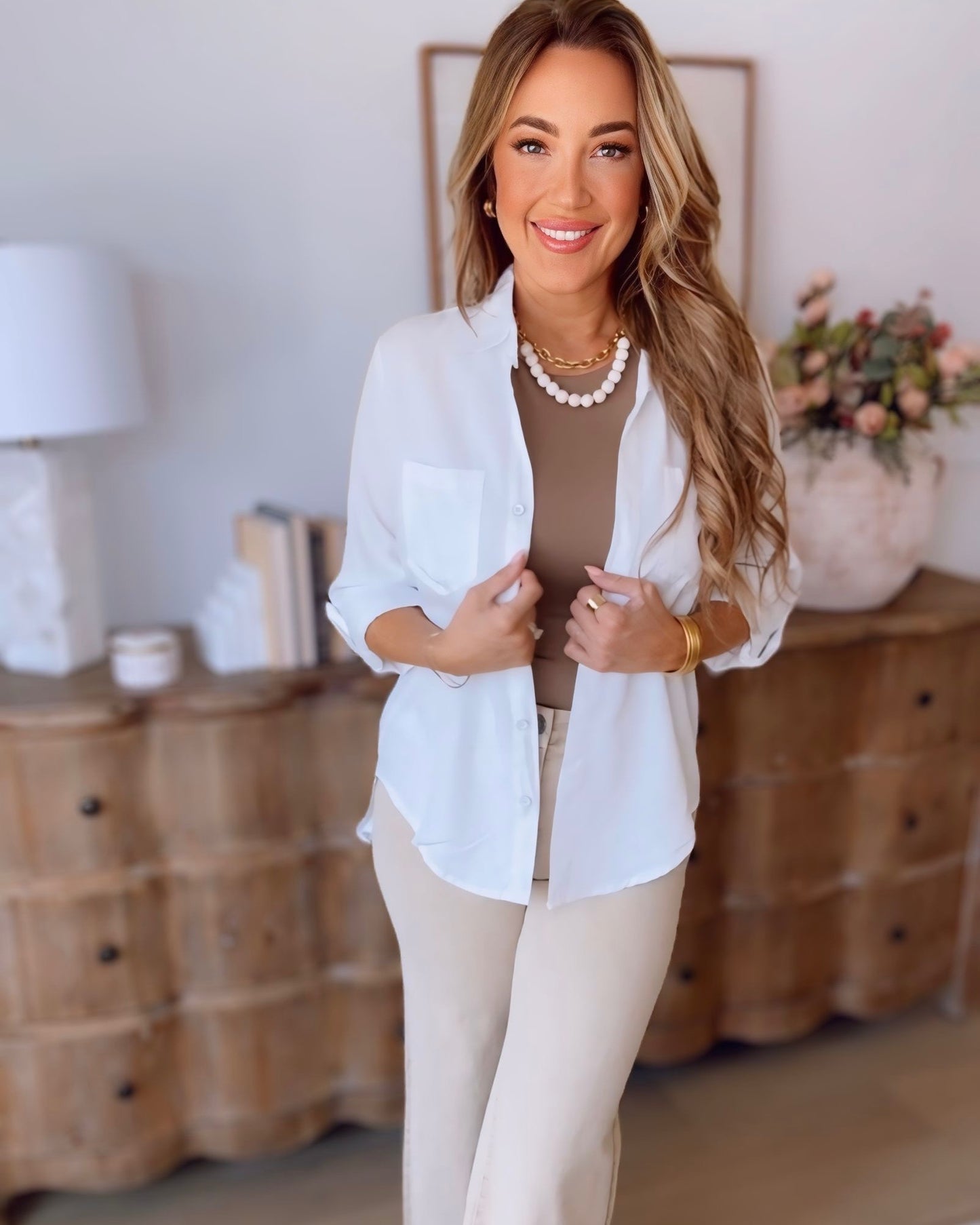 Venice Rolled Sleeve Top- 2 Colors