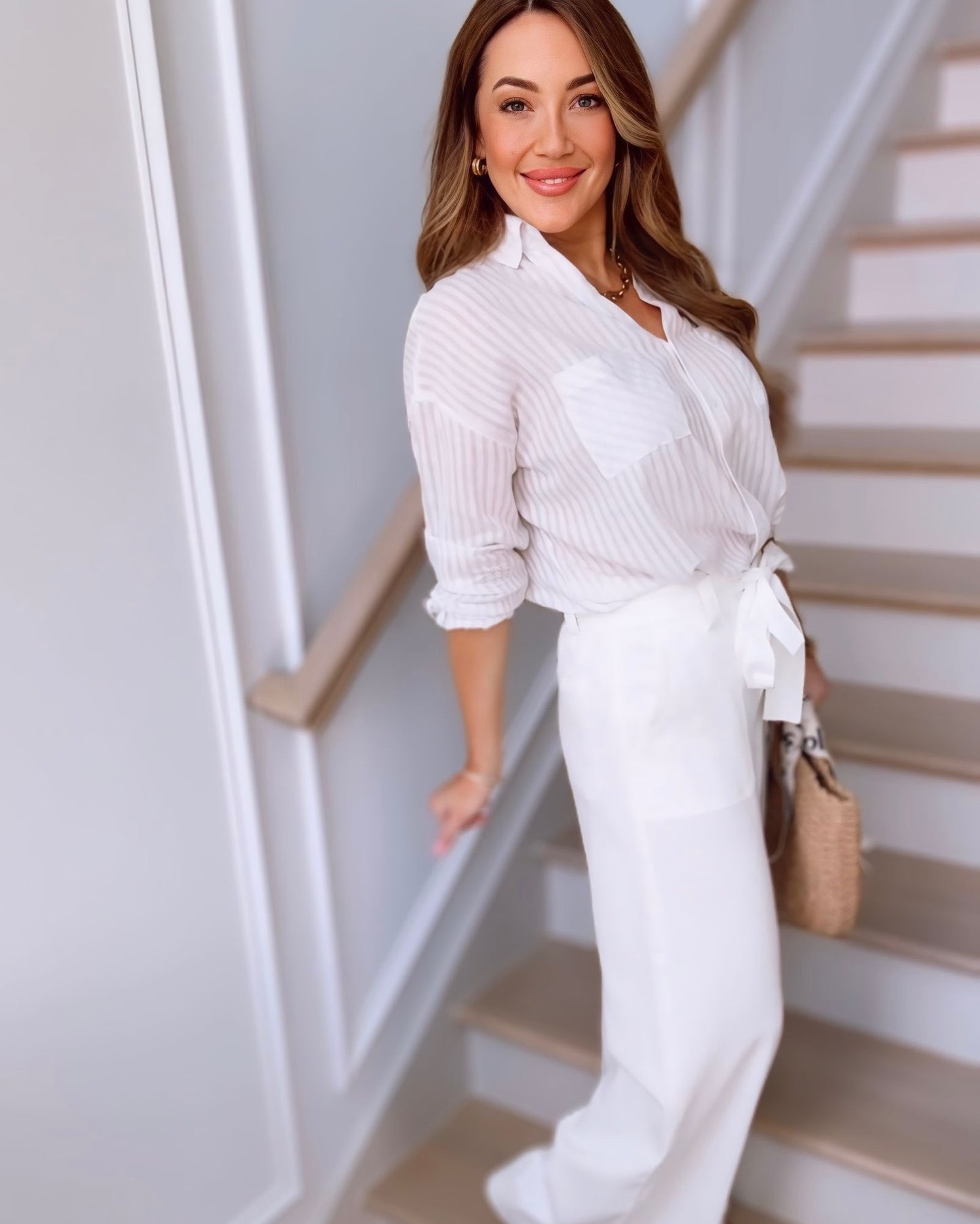 Sarina Striped Button Down Top
