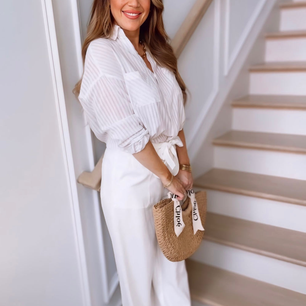 
                      
                        Sarina Striped Button Down Top
                      
                    