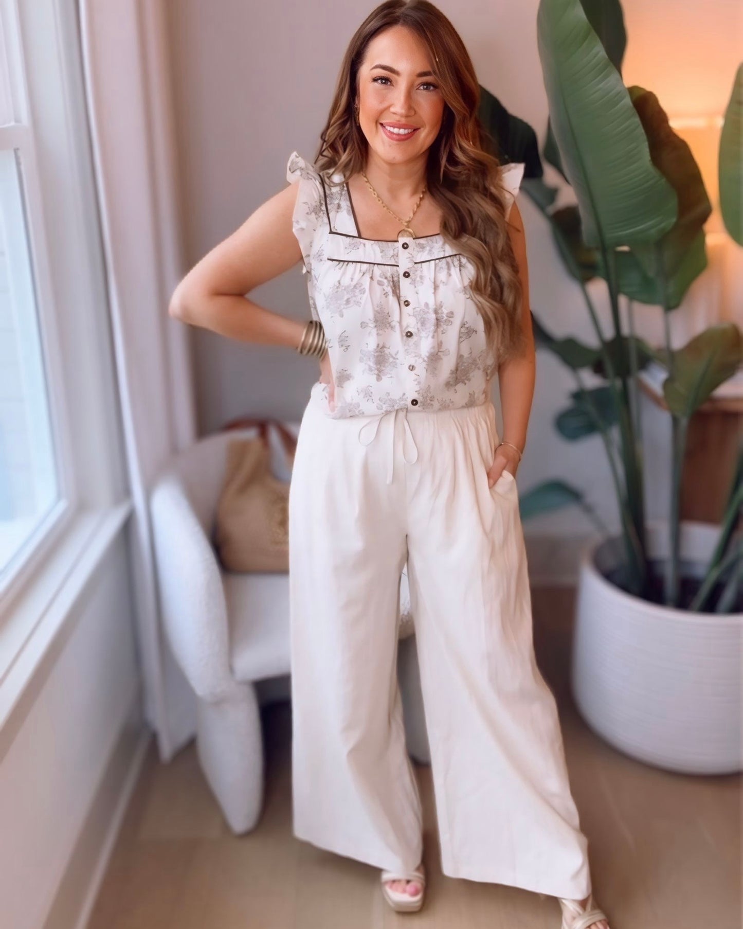 Meredith Floral Ruffle Short Set