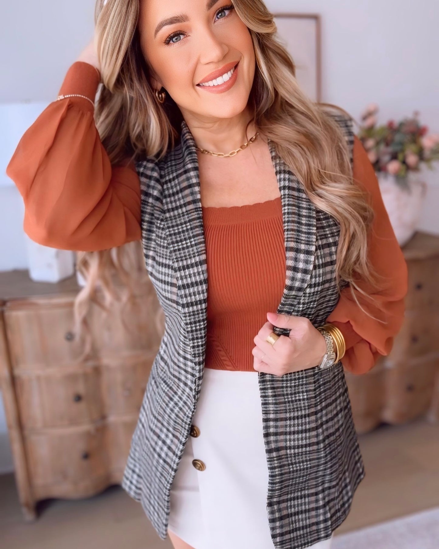 Josephine Plaid Tie Vest