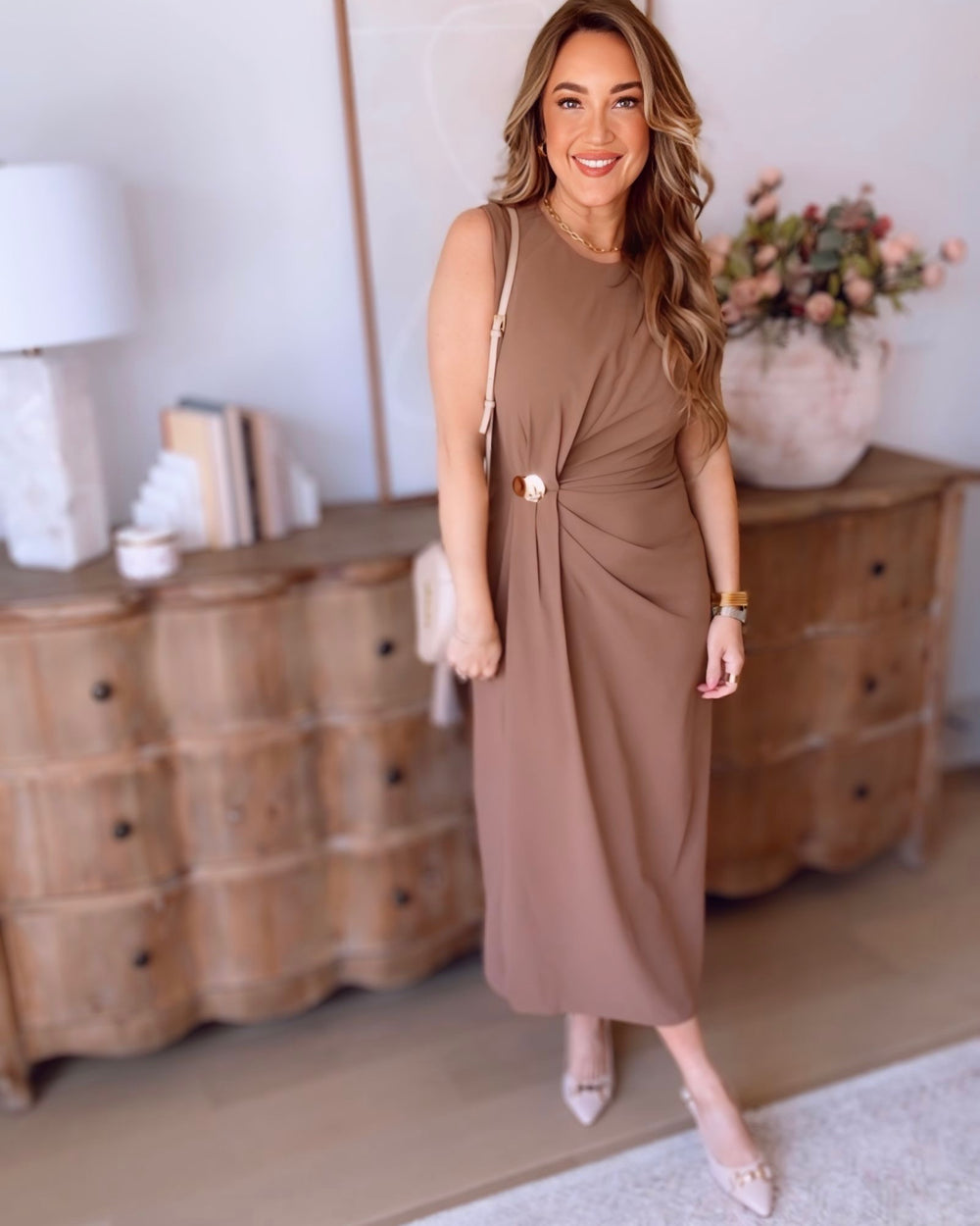 Sinclair Gold Detail Midi Dress