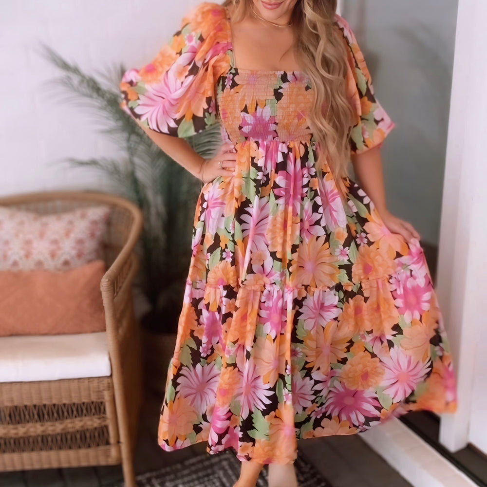 Simply Floral Smocked Midi