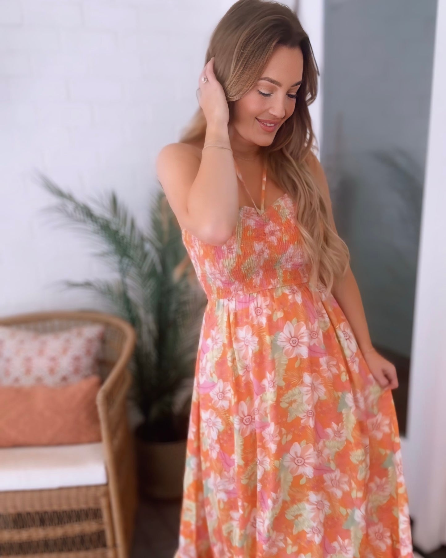 Sunshine and Sangria Floral Smocked Maxi