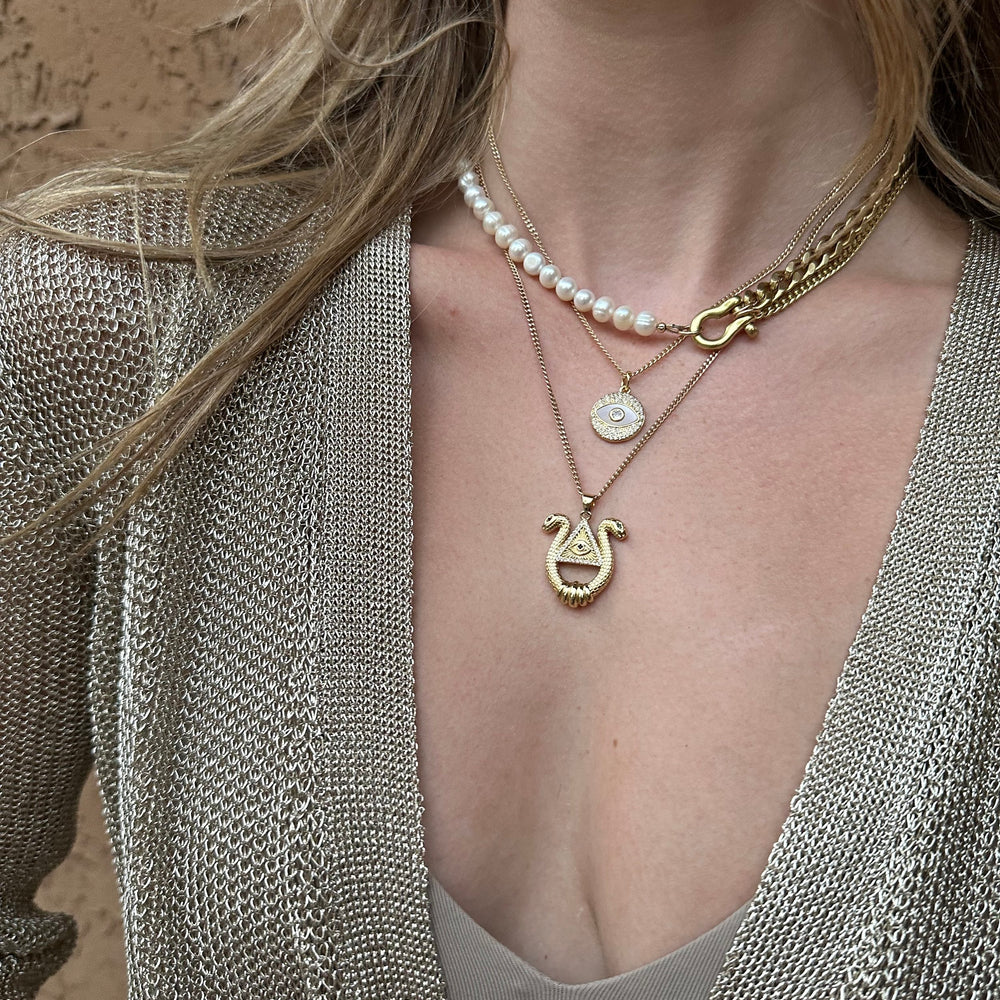 
                      
                        Pearl Chain Necklace-Shackle Clasp
                      
                    
