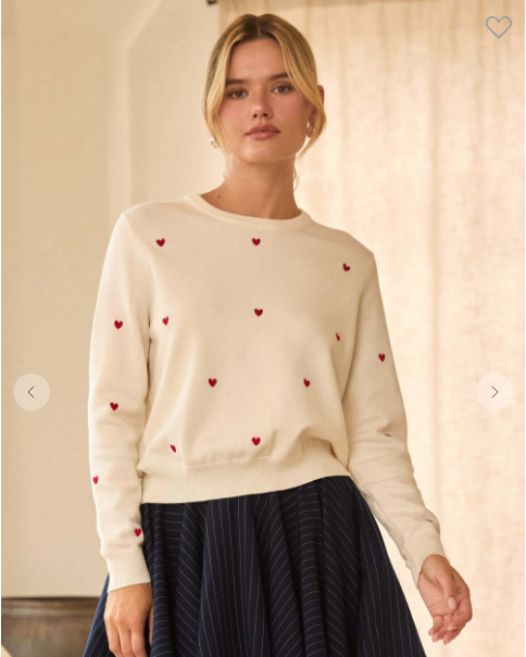 Lots Of Love Heart Embroidered Sweater