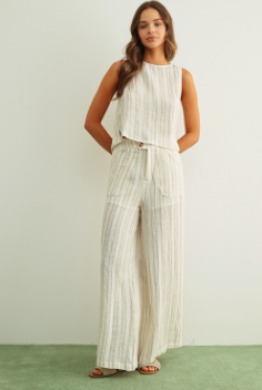 Alicia Tie Back Jacquard Linen Set