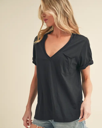 Zoie V-Neck Short Sleeve Basic- 3 Colors