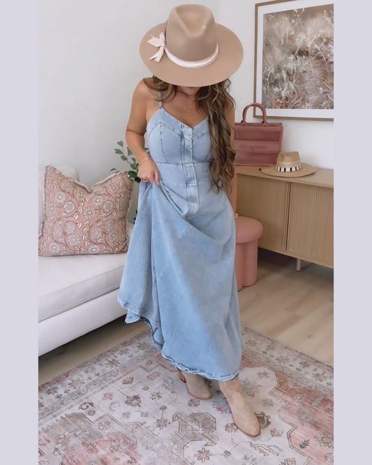 Live Out Loud A-Line Maxi Denim Dress