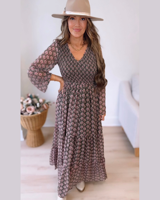 Your Way Floral Smocked Maxi Dress