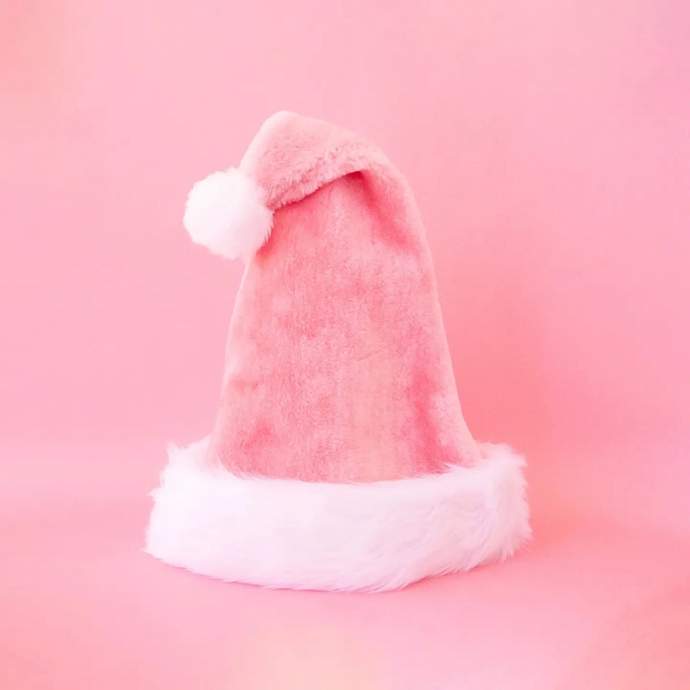 Luxe Light Pink Santa Hat