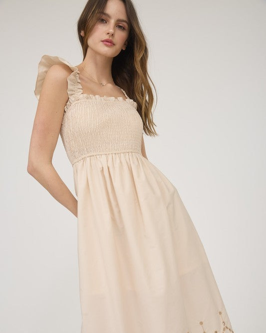 All For You Smocked Eyelet Maxi Dress