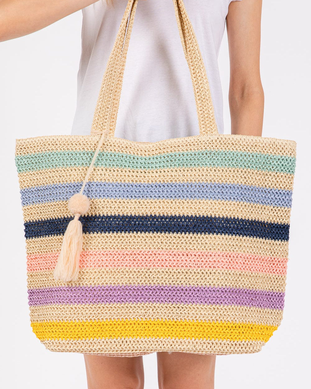 Amara Striped Crochet Tote Bag