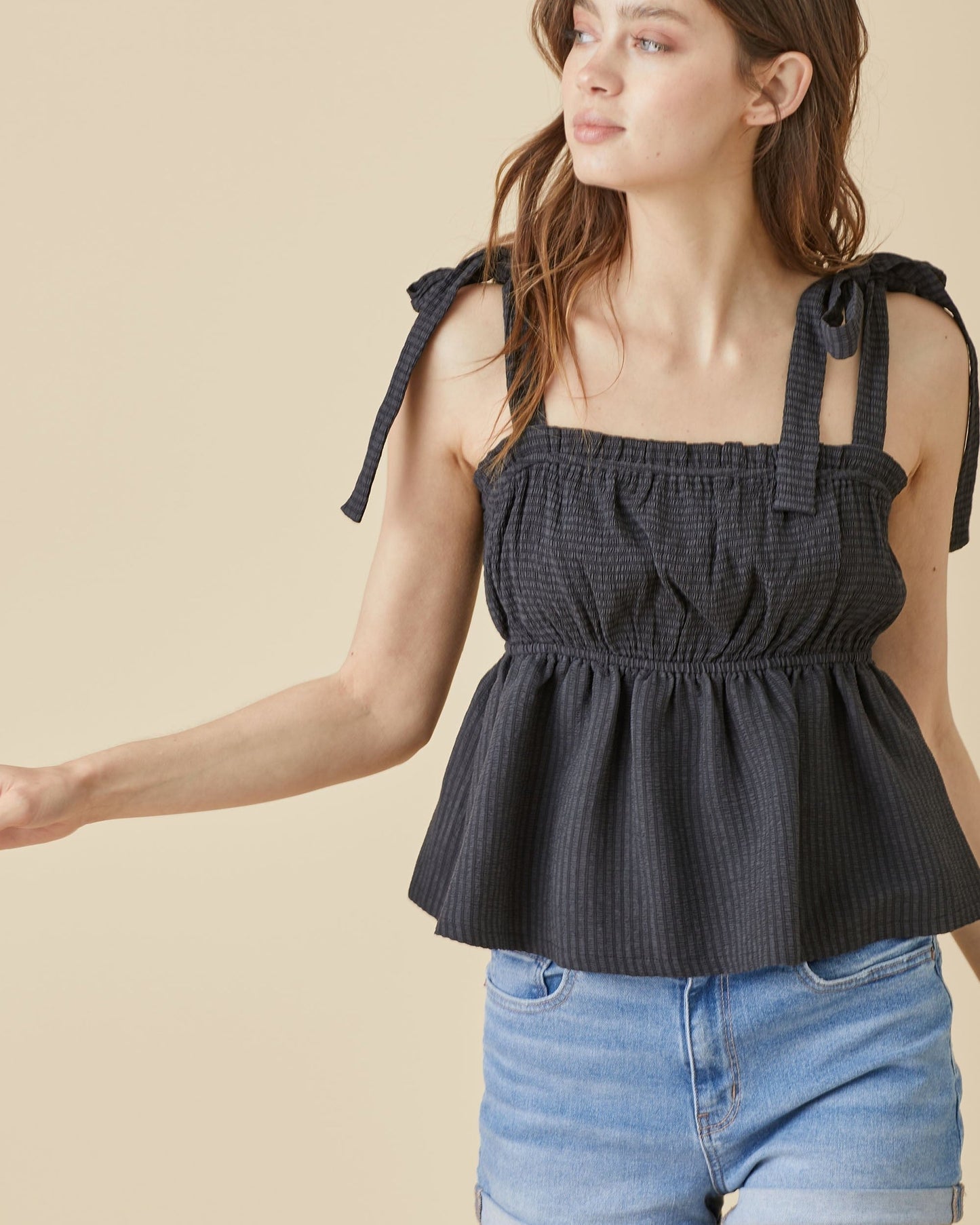 Clarabelle Textured Cami w/ Tie Straps