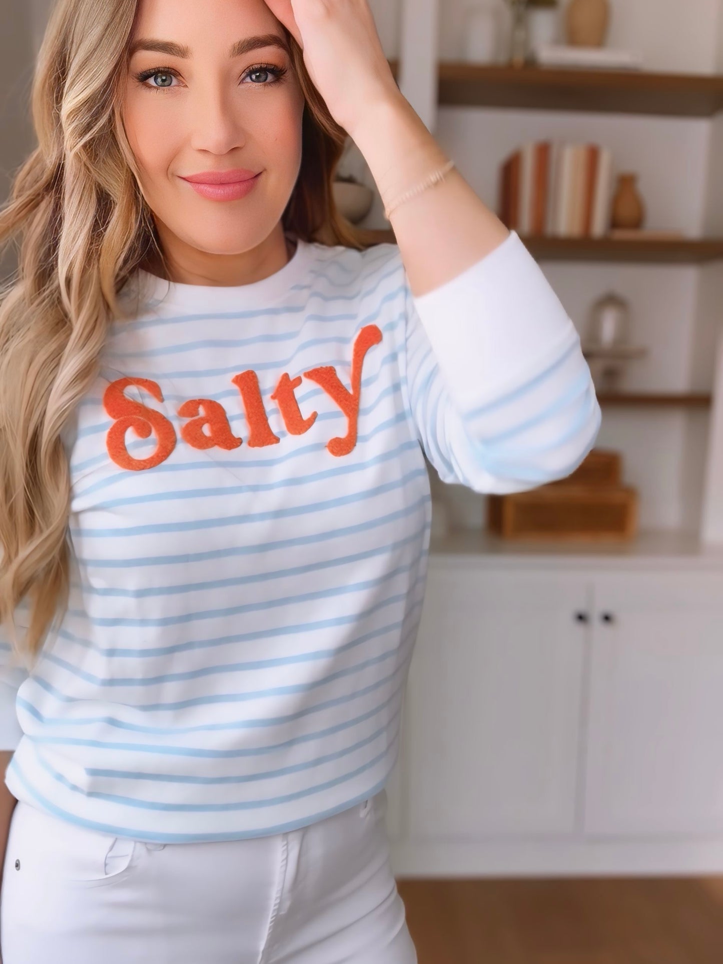 Salty Striped Crewneck Sweatshirt