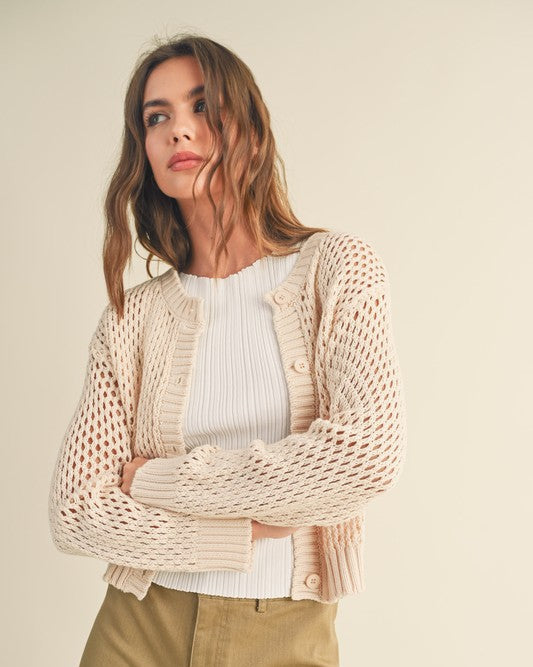 On My Mind Crocheted Button Cardigan