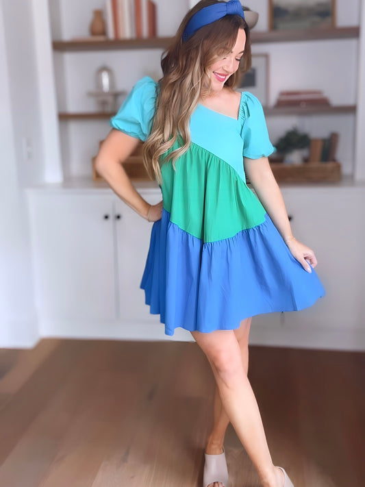 The Perfect Mix Colorblock Tiered Dress